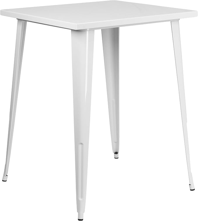 Flash Furniture Nolan Commercial Grade 31.5" Square White Metal Indoor-Outdoor by FlashFurniture