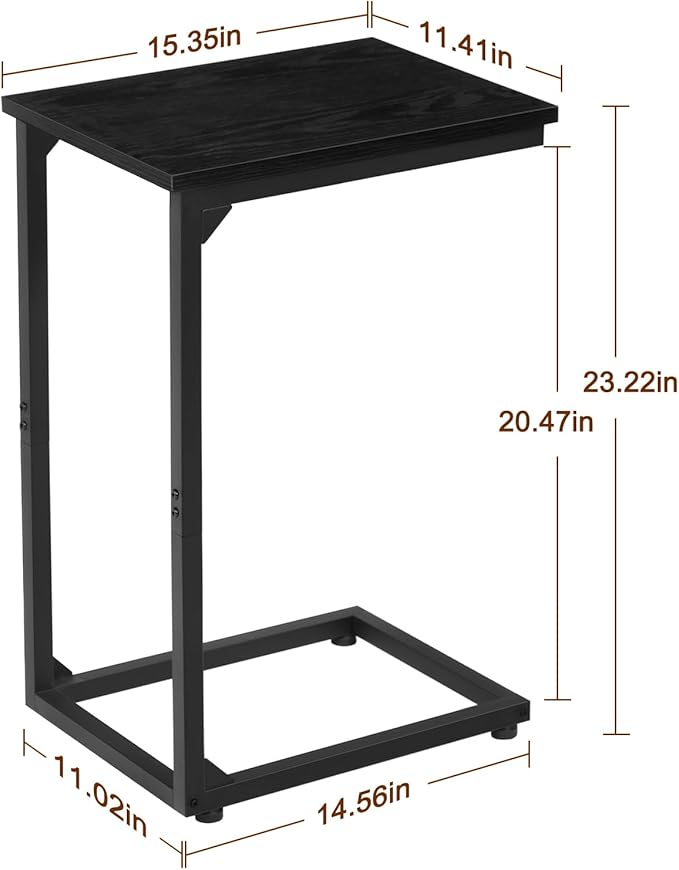 AMHANCIBLE C Shaped Side Table, End Tables Living Room Set of 2, Slide Under - Image 3