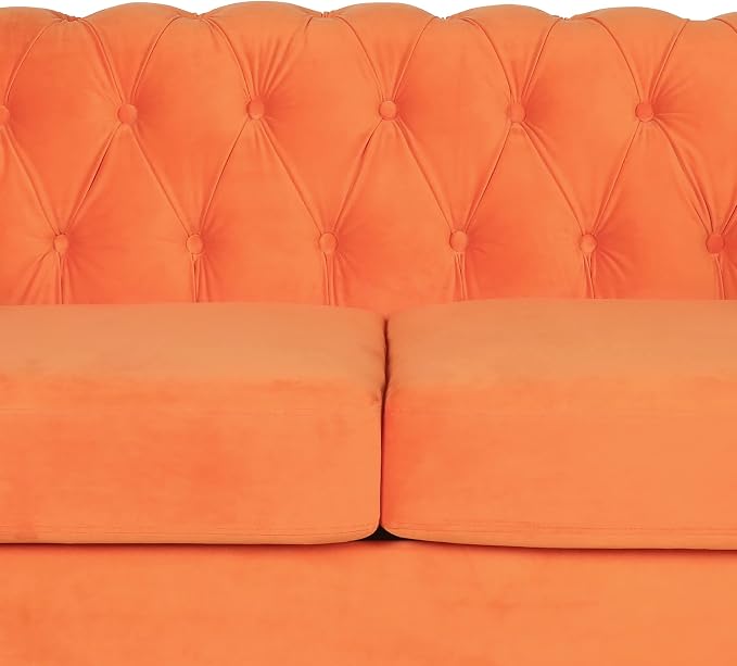 RARZOE 3 Pieces Living Room Furniture Sofa Set, Chesterfield Style, Velvet - Image 5