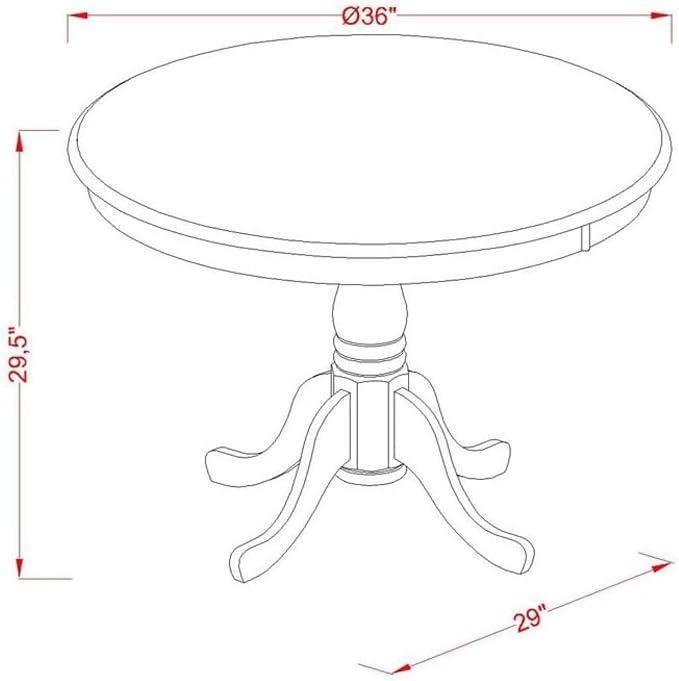 East West Furniture AMT-WBK-TP Antique Dining Table - Image 3