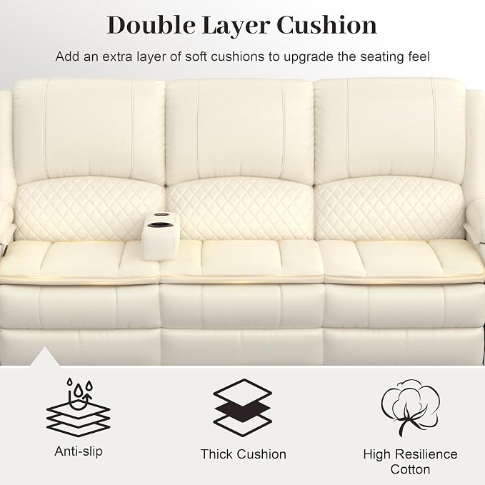 Yolsali 3-Seater Recliner Sofa, Manual Reclining Couch - Image 5
