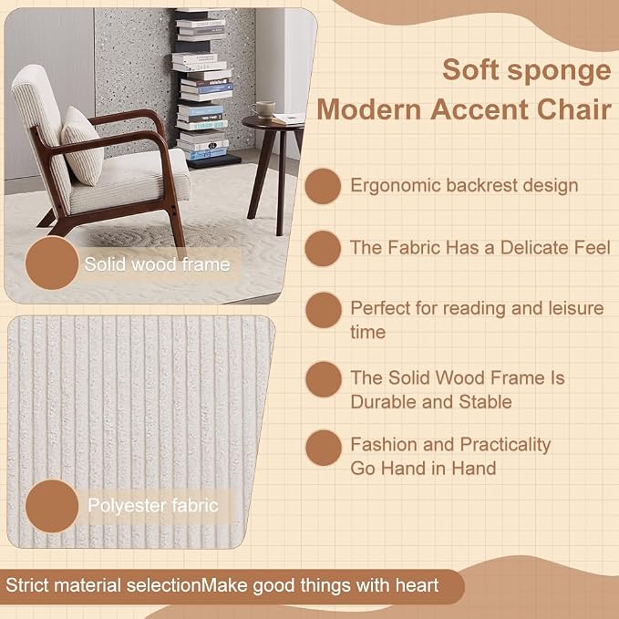 Mid-Century Modern Accent Chair & Coffee Table Set, Vintage Luxury 2-Piece - Image 7