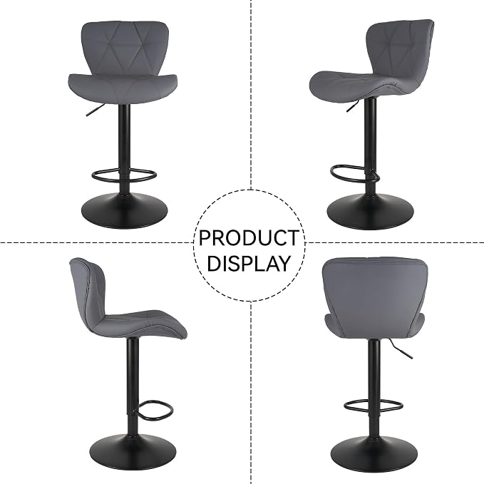 Nalupatio Modern Bar Stools Set of 4, Adjustable Faux Leather Upholstered - Image 5