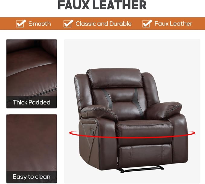 EBELLO Faux Leather Recliner Sofa Furniture Set - Image 5