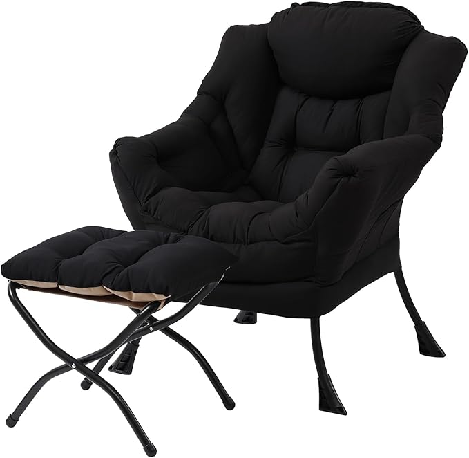 MBOOYOME Lazy Chair with Folding Ottoman, Modern Accent Lounge Armchair with by MBOOYOME