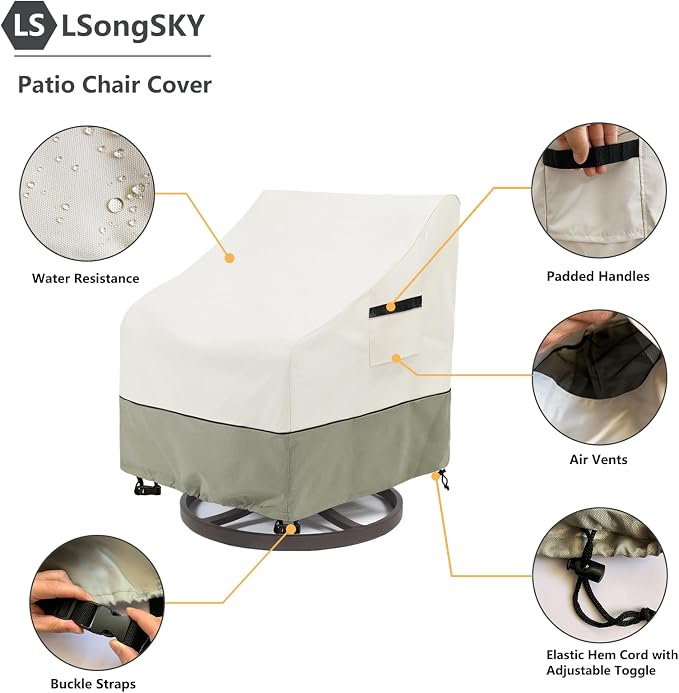 Outdoor Swivel Lounge Chair Cover 2 Pack, Waterproof Heavy Duty Outdoor Chair - Image 4