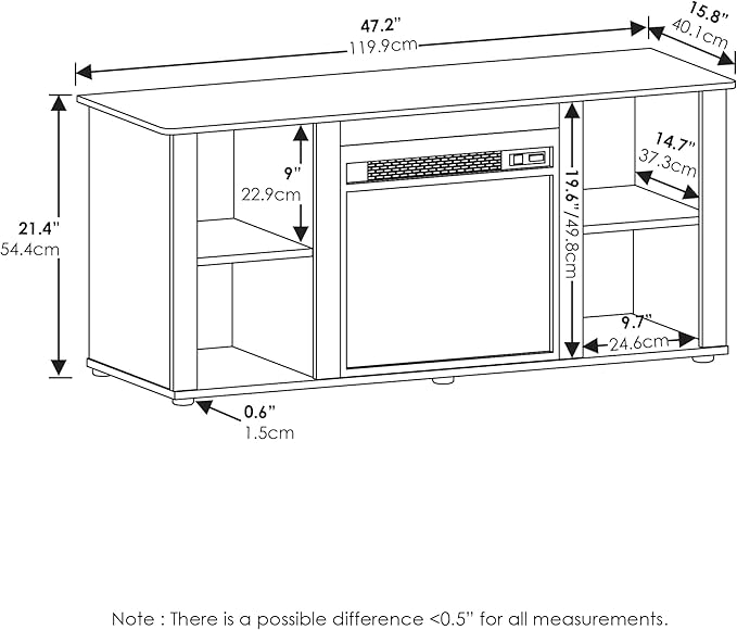Furinno Jensen Fireplace Entertainment Center TV Stand - Image 3