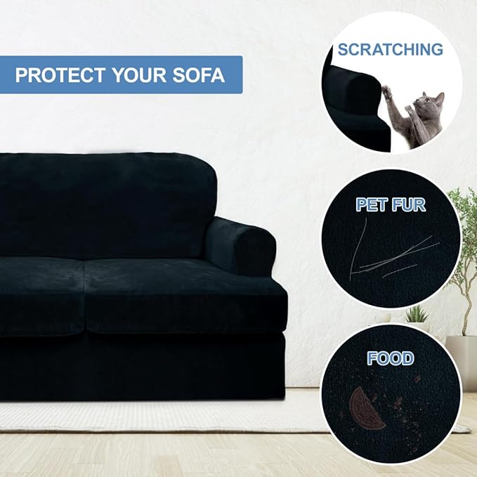 CUCRAF Cushion Sofa Cover 3 Piece Slipcovers, Soft Thick Velvet Couch Cover - Image 4