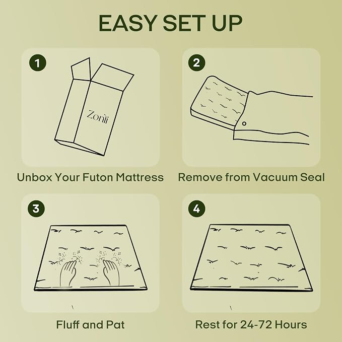 ZonLi Japanese Floor Futon Mattress Twin Size 75"x 39", 100% Cotton Cover 2.5'' - Image 7