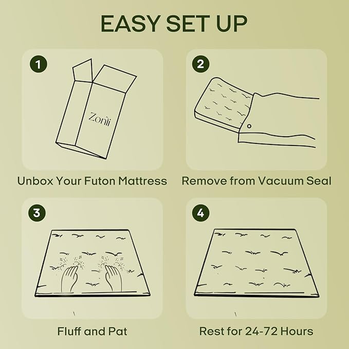 ZonLi Japanese Floor Futon Mattress Full Size 75"x 54", 100% Cotton Cover 2.5'' - Image 7