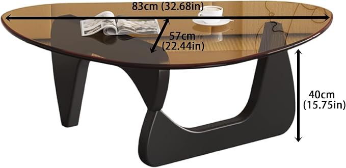 EASYSOUL Modern Glass Coffee Table, 32.68" D x 22.44" W x 15.75" H, Abstract - Image 2