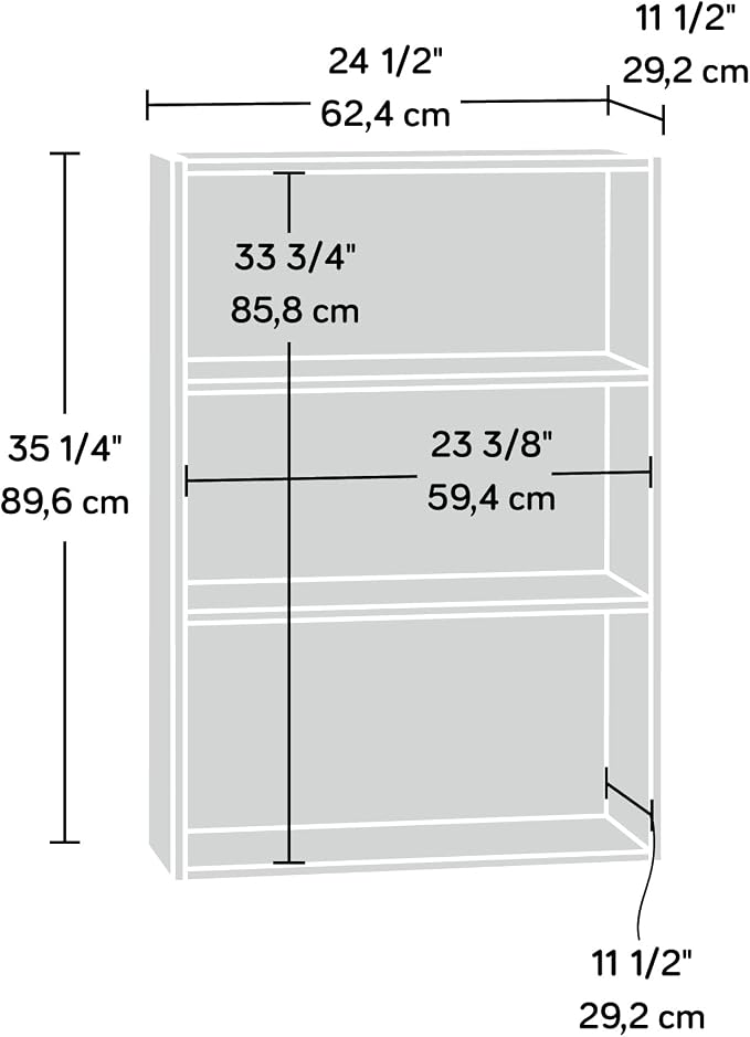 Sauder Beginnings 3-Shelf Bookcase/ Book shelf, Soft White finish - Image 3