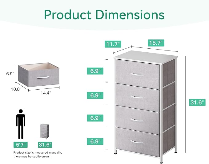 AODK Dresser for Bedroom with 4 Storage Drawers, Small Dressers Chest of - Image 3