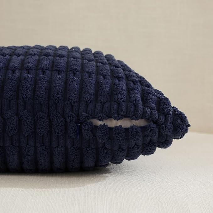 Fancy Homi 4 Packs Navy Blue Decorative Throw Pillow Covers 12x24 Inch - Image 3