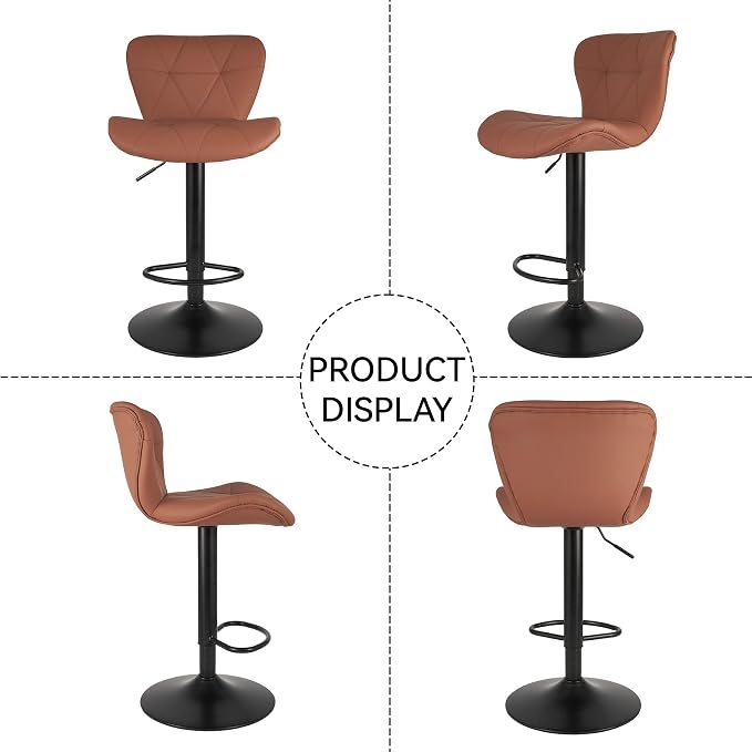 Nalupatio Modern Bar Stools Set of 4, Faux Leather Upholstered Swivel Bar Stools - Image 6