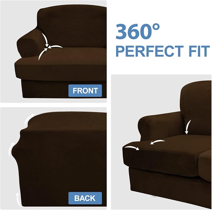 CUCRAF T Cushion Sofa Cover 4 Piece Slipcovers, Soft Thick Velvet Couch Cover - Image 6