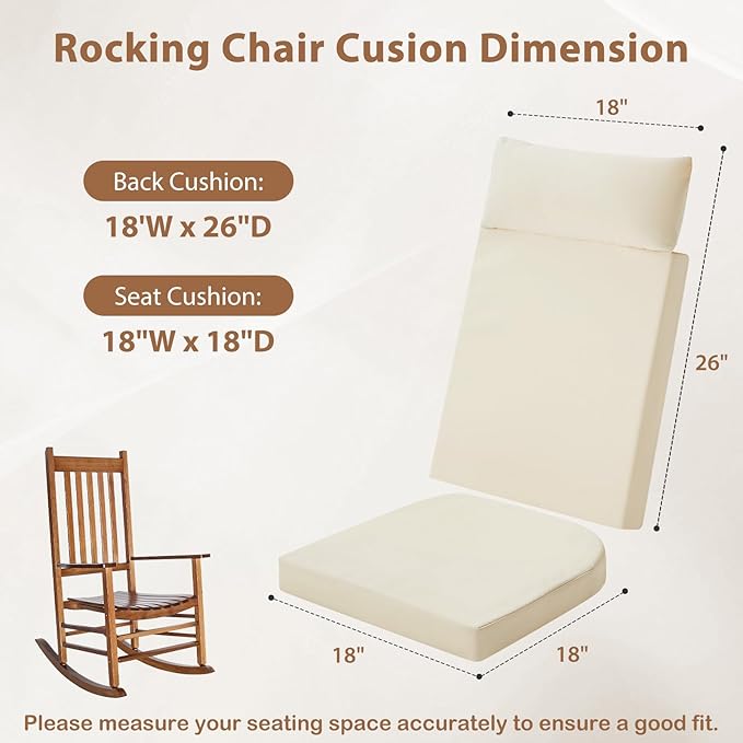 Waterproof Rocking Chair Cushions Outdoor & Indoor, Wooden Rocking Chair Pads - Image 4