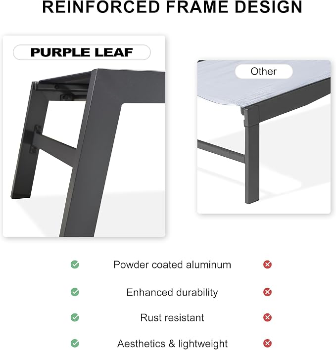 PURPLE LEAF Outdoor Chaise Lounge Set of 4 Aluminum Lounger - Image 7