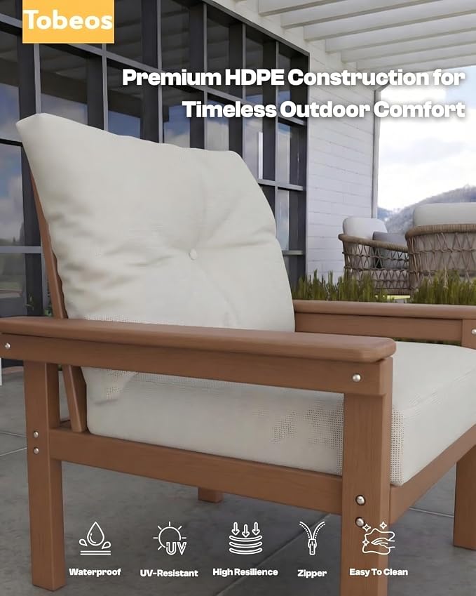 HDPE 10 Piece Outdoor Patio Furniture Set, All-Weather Outdoor Couch Set - Image 7