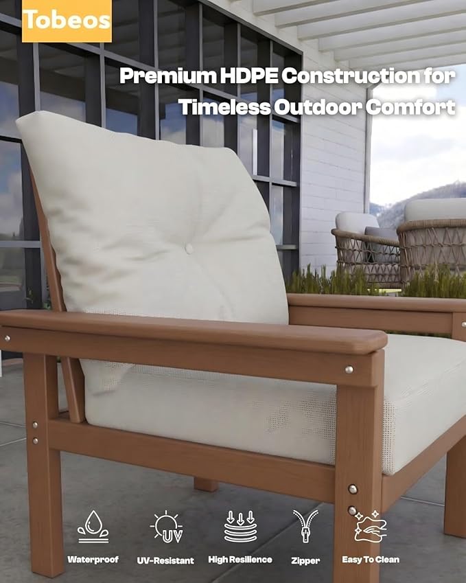 HDPE 4 Piece Patio Furniture Set, All-Weather Outdoor Couch - Image 6