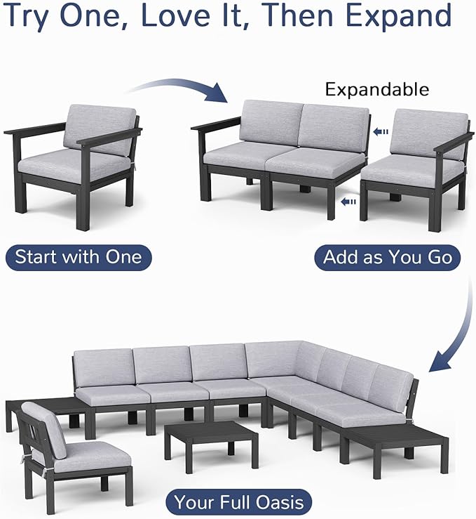 Stoog All-Weather Patio Conversation Set, 6-Piece Modular Outdoor Sectional Sofa - Image 4