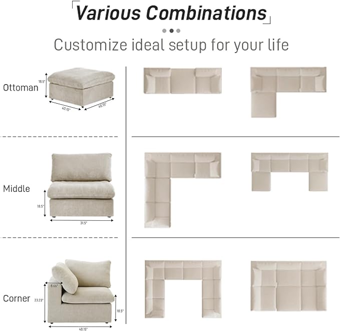 Cloud Modular Sectional Sofa Couch, Minimalist Deep Sofa Couches, Covers - Image 5