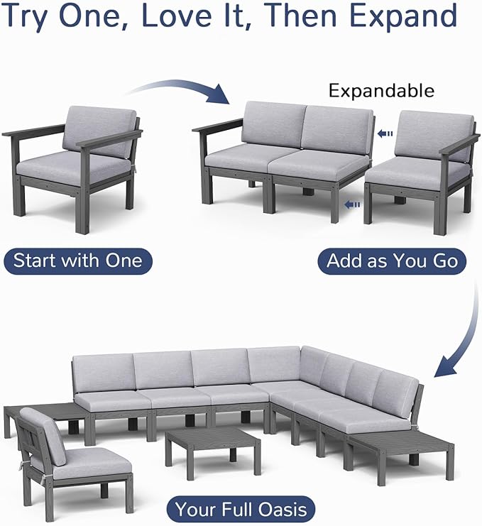 Stoog 6-Piece Modular Outdoor Sectional Sofa Set, All-Weather Patio Furniture - Image 4
