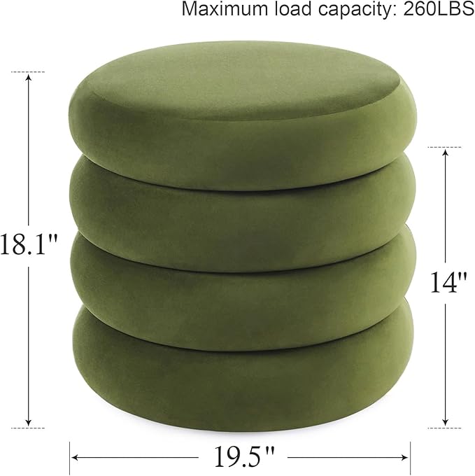 Flouki 19.5" Storage Ottoman Round, Vanity Stools - Image 3