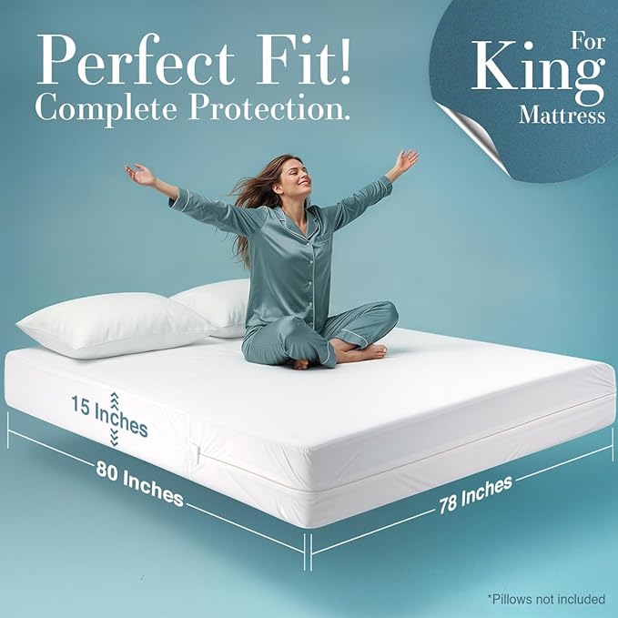 Utopia Bedding King Size Mattress Protector Zippered, 100% Waterproof Bed Bug - Image 2