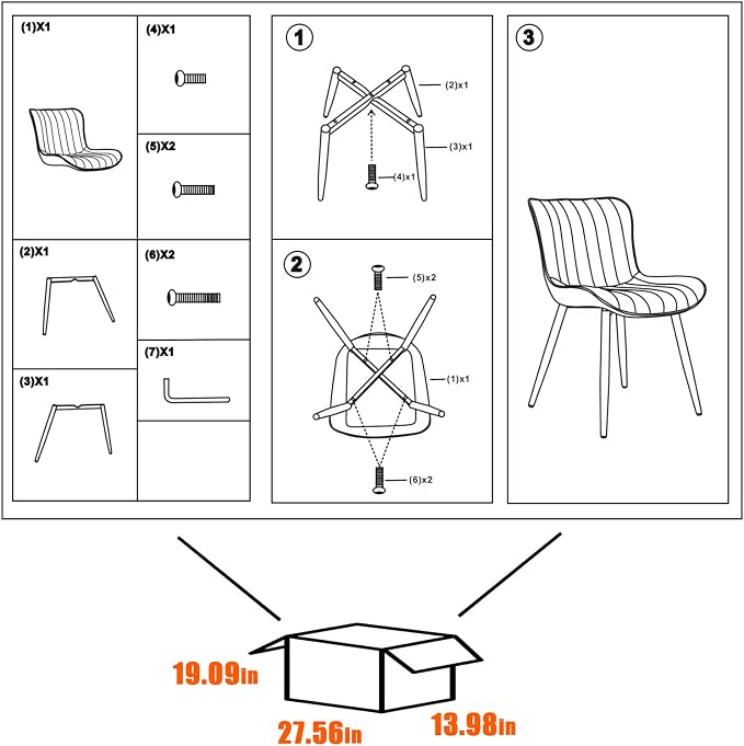 YOUNUOKE Mid-Century Modern Dining Chairs Set of 2, Armless Accent Chair - Image 9