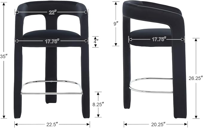 HNY 26 Inch Modern Tall Barrel Bar Stools Set of 3, Velvet Upholstered Barstools - Image 2