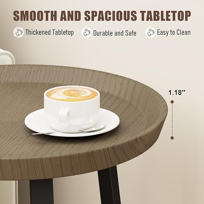 Gadroad Round End Table with Storage Shelf, 2 Tier Farmhouse Side Table - Image 5