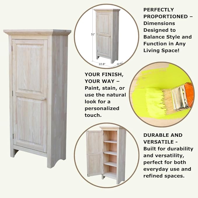 Single Jelly Cabinet, Solid Parawood Construction, 22.8"W x 12.5"D x 51"H - Image 4