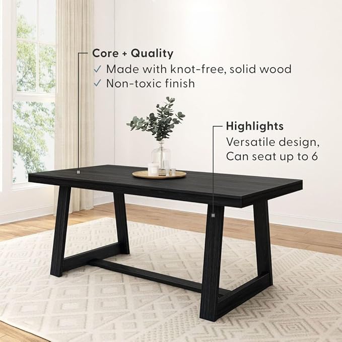 Plank+Beam 72 Inch Farmhouse Dining Table, Solid Wood Rustic Kitchen Table - Image 4