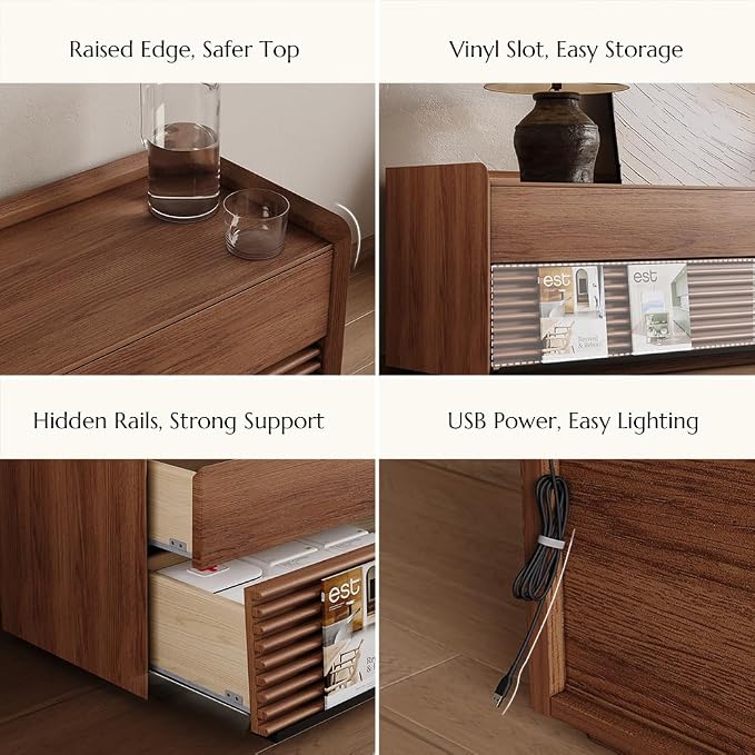 POVISON Fully-Assembled Mid Century Modern TV Stand, 94.49" Wood Media Console - Image 6