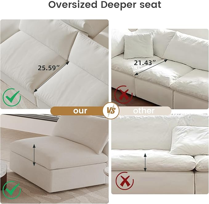 Cloud Modular Sectional Sofa Couch, Oversized Couch 6 Seater - Image 6