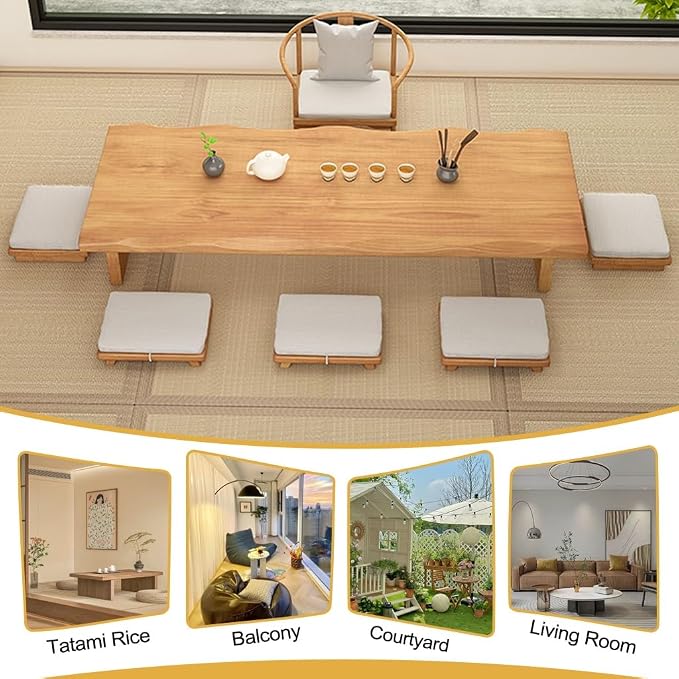 200cm Japanese Floor Table -Vintage Solid Wooden Tatami Table, Low Rectangular - Image 7