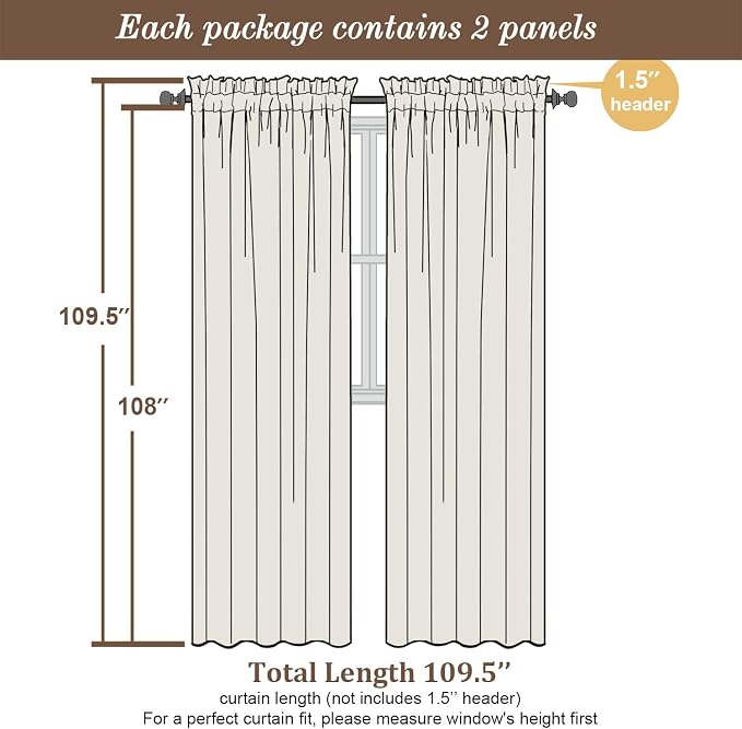 Chyhomenyc Extra Long Charcoal Grey Semi Sheer Curtains 108 Inches Long 2 - Image 5