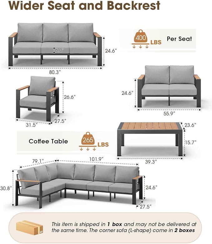 Aluminum Outdoor Patio Furniture Loveseat, All Weather Patio Conversation Sets - Image 3