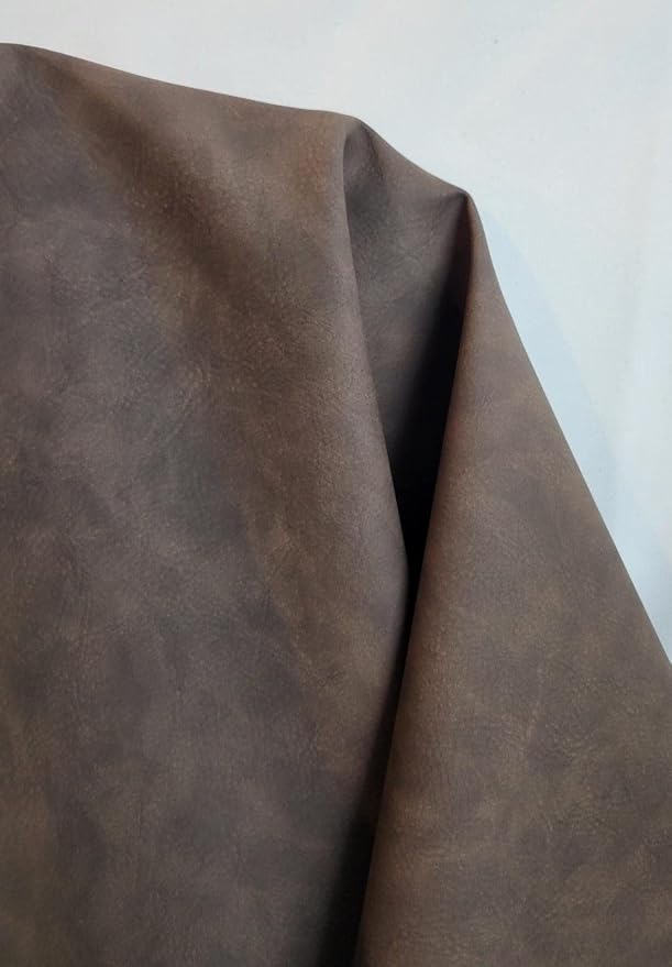 NAT Leathers | Dark Brown Tumbled Nubuck Soft Faux Leather PU Fabric Sheet Peta - Image 2