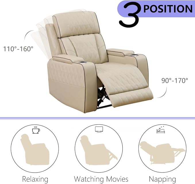 Power Recliner Sofa Set, Leather Reclining Couch & Chair Set, Living Room - Image 6