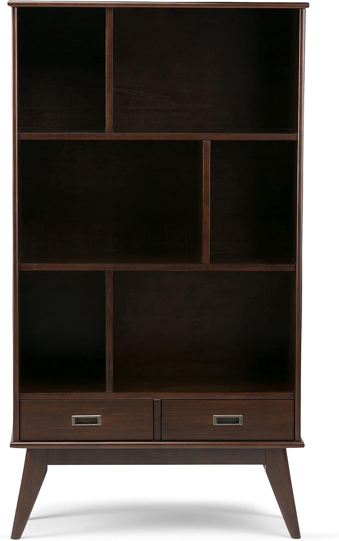 SIMPLIHOME Draper 35 inch Mid-Century Modern Bookcase and Storage Unit in - Image 5