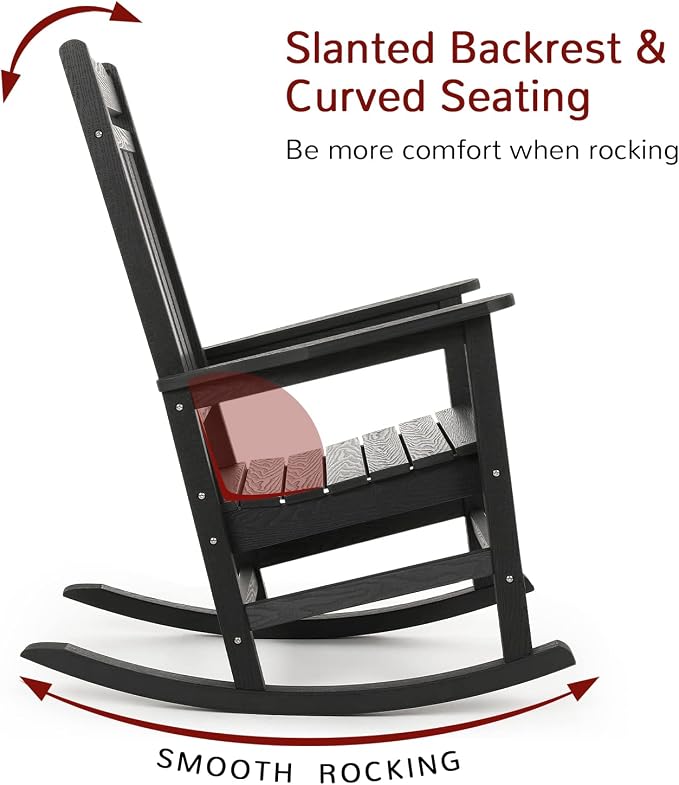 Stoog Patio Rocking Chair, All-Weather Porch Rocker, 400 lbs Weight Support - Image 6