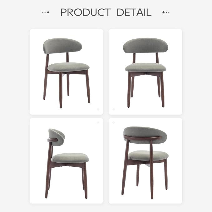 COLAMY Wooden Dining Room Chairs Set of 2, Modern Upholstered Fabric Dining - Image 9