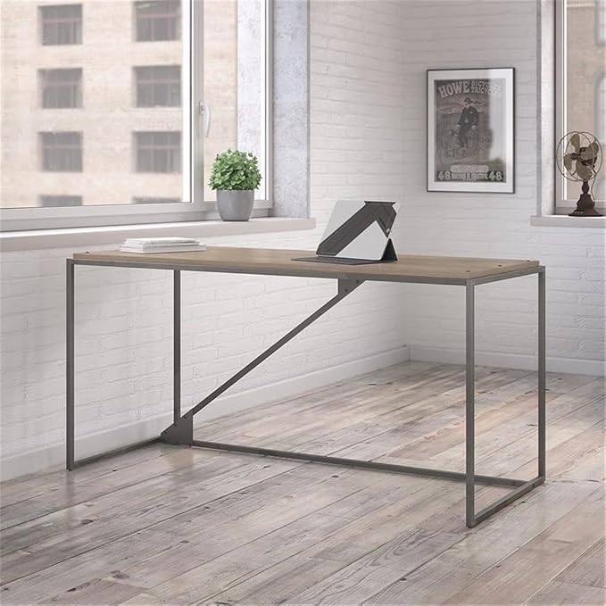 Bush Home Refinery 62W Industrial Desk in Rustic Gray - Image 2