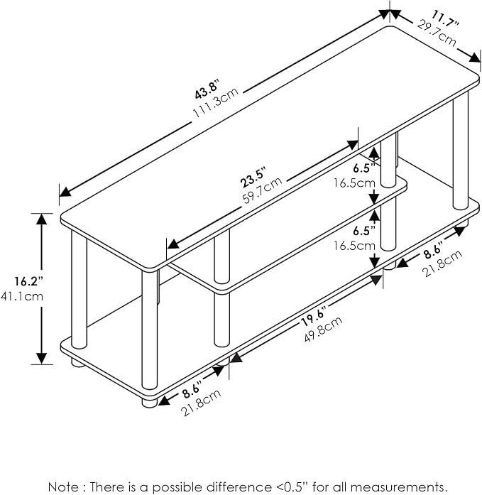 Furinno Turn-N-Tube No Tools 3D 3-Tier Entertainment TV Stand up to 50 inch TV - Image 6