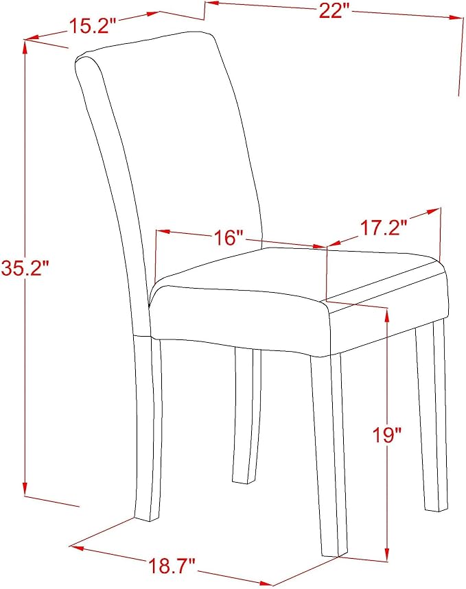 East West Furniture ABP2T64 Abbott Classic Parson Dining Chairs - Image 3