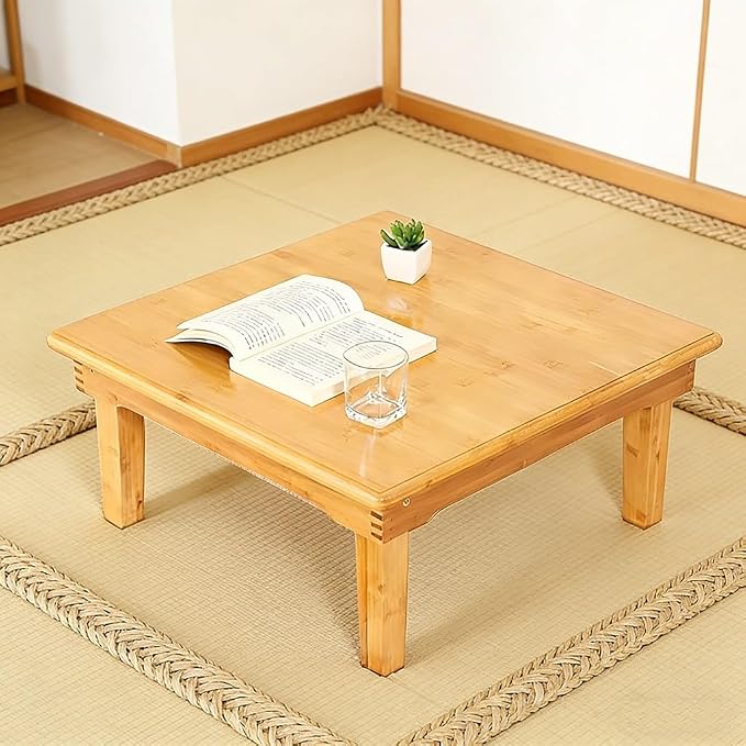 SH-tables Folding Japanese-Style Square Bamboo Table, Computer Desk, Low - Image 3