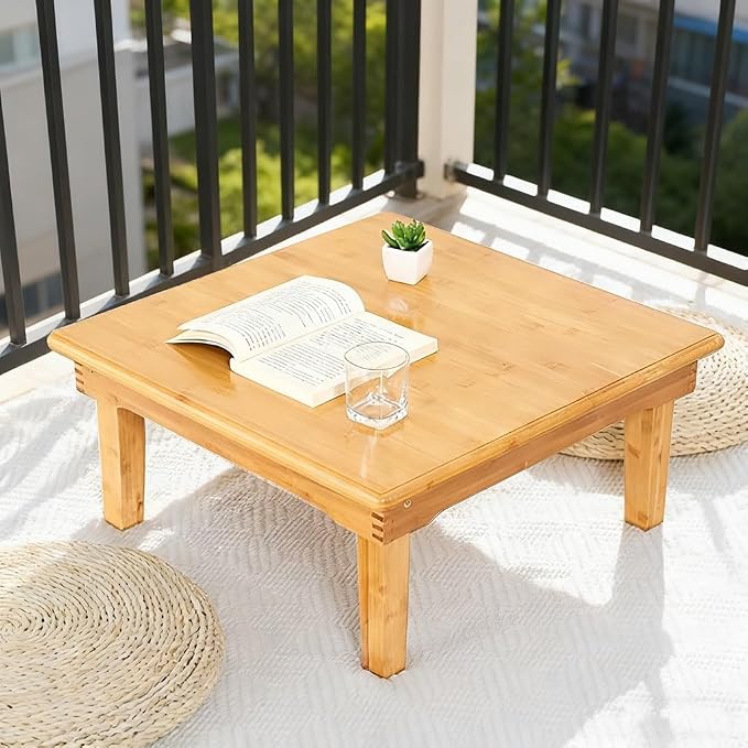 SH-tables Folding Table, Japanese-Style Household Square Bamboo Table, Computer - Image 3
