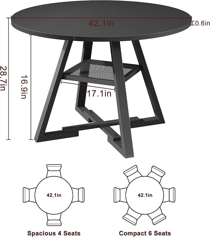 Jocoevol Round Dining Table for 4, Kitchen Dining Room Circle Dinner Pedestal - Image 2
